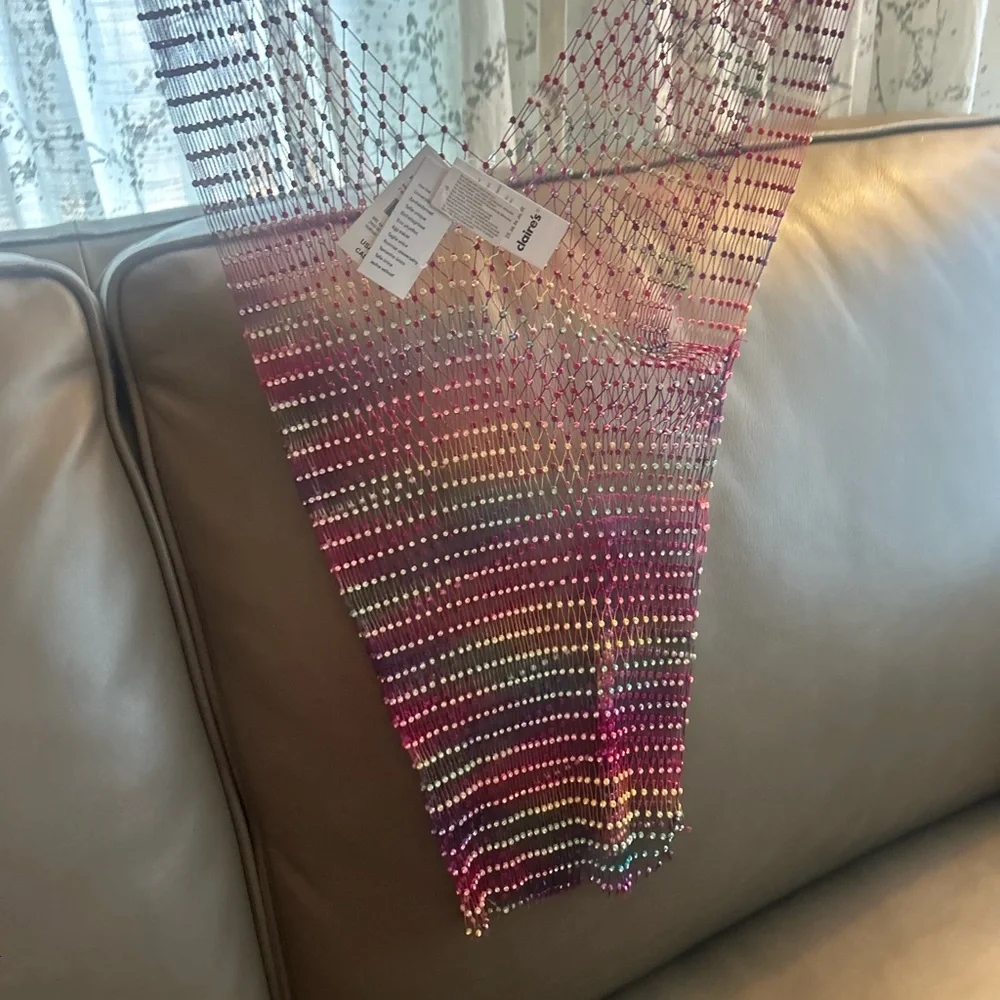 Sexy Shiny Rhinestone Rainbow 🌈Mesh Summer Crop Top Stretchy - Picture 13 of 17